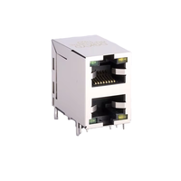 Prises RJ45 Superposées Double Port 8 Broches Cat5 Cat6 Blindées Magnétiquement en Métal Plaquées Or Transformateur Jack Ethernet RJ45 LED