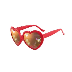 Kacamata hitam efek khusus kacamata bentuk hati, kacamata ajaib bentuk hati, hadiah Hari Ibu Valentine 2023