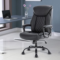 Chaise de bureau rembourrée en cuir reconstitué noir chaise de bureau de direction chaise d'ordinateur de bureau avec fonction inclinable de soutien ergonomique
