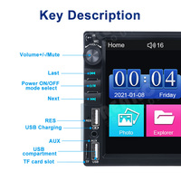 autoradio universel, 7018B, lecteur dvd, SD, FM, USB, AUX, écran rétractable, 2din, cadre EQ, recharge rapide pour voiture