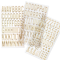 Feuille d'autocollants 3D en PVC alphabet en gros, autocollants gonflés personnalisés en or avec lettres et chiffres pour bébés et enfants, autocollants prédécoupés
