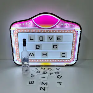 OEM Custom LED message board sign champagne VIP glorifier marquee LED letters board billboard bottle presenter for nightclub bar
