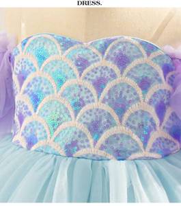Girls <b>Kids</b> <b>Mermaid</b> Princess Puff Sleeve Dress <b>Costume</b> Birthday Party Festival Role Play Stage Performance Halloween Carnival Set - Product Image 6