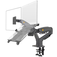 Support de bureau NB F160-FP à ressort à gaz double bras pour moniteur 17-27 pouces + support pour ordinateur portable 10-17 pouces, fixation pneumatique, charge 2-9 kg