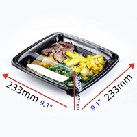 9 "32oz jetable micro-ondable à emporter boîte en plastique PP repas préparé récipient d'emballage à emporter avec couvercle