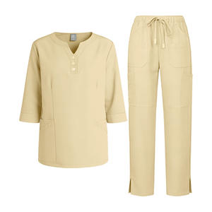 Unisex Elastic Long-Sleeved <b>Doctor</b> Scrub <b>Sets</b> Blouses Shirts for Beauty Salon Hospital Use In-Stock Hospital Uniforms Jinteng - Product Image 1