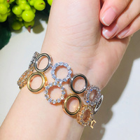 Bracelet rond micro-pavé en zirconium avec pierres CZ plaqué rhodium au design simple, bijoux de mode pour femmes, accessoires tendance
