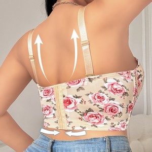 Reggiseno <span class=keywords><strong>imbottito</strong></span> quotidiano in maglia traspirante con stampa floreale di grandi dimensioni da donna con spalline rimovibili con ferretto - Product Image 2