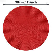 YICHUAN Tapis de table rond en plastique PP tressé à bords ondulés, 38 cm de diamètre, 5 mm d'épaisseur, antidérapant, réutilisable, durable, écologique