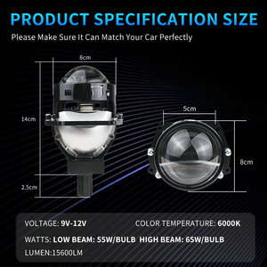 Nuevo Proyector Universal <span class=keywords><strong>de</strong></span> 3.0 Pulgadas con Ojos <span class=keywords><strong>de</strong></span> Ángel LED para <span class=keywords><strong>Faros</strong></span> Delanteros <span class=keywords><strong>de</strong></span> <span class=keywords><strong>Coche</strong></span>, 8000lm, <span class=keywords><strong>Protector</strong></span> <span class=keywords><strong>de</strong></span> Lente, Color 6000k, H4 Bi Retrofit, Amarok Golf X3 X5 - Product Image 5