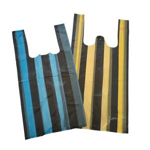 Venta al por mayor personalizado desechable plástico HDPE portador raya camiseta bolsas para la familia - Product Image 2