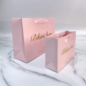 Bolsas de Regalo de Papel Rosa con Logotipo Impreso en Dorado, Asas de Cinta de Satén, Bolsas de Compras Personalizadas de Lujo - Product Image 6