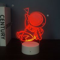 Creative 3D Kids Night Light Flag-Raising Astronaut Rechargeable LED Desktop Home Decor pour chambre à coucher