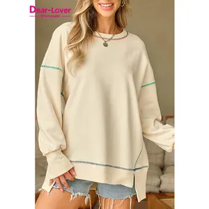 Dear-Lover High Quality Contrast Stitching Split Baggy Sweatshirt