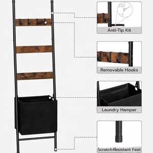 NZMAN - Toallero <span class=keywords><strong>de</strong></span> Acero Inoxidable <span class=keywords><strong>de</strong></span> 4 Niveles con Acabado Cromado, Ajustable, con Ganchos para Toallas, para Baño, Sala <span class=keywords><strong>de</strong></span> Estar, Dormitorio - Estilo Rústico - Product Image 2