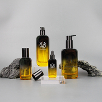 Verre de haute qualité avec ensemble d'emballage en verre de couleur dégradée à base épaisse 10ml,30ml,40ml,60ml,100ml,120ml,150ml,250ml avec pompe