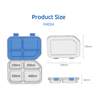 Boîte à lunch pour enfants en acier inoxydable 304, anti-fuite, 4 compartiments, boîte bento avec couvercle en silicone pour les enfants, retour à l'école