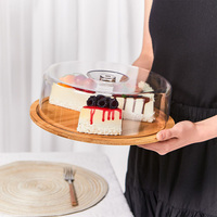 Plateau à fromage et support à gâteaux en bambou avec couvercle transparent, plateau de service en bois et plastique, plateaux de service de luxe pour aliments