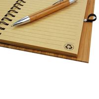 Cuaderno con Cubierta de Bambú 100% Ecológico al por Mayor, con Bolígrafo, Agenda Espiral, 13.5x18x1.9cm, 70 Hojas, para Uso Escolar y Regalos