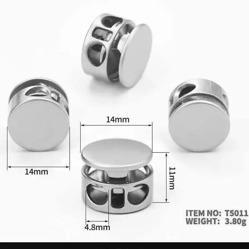 Gute Qualität Zink legierung 2 Löcher Ein Loch Glänzend Gold Feder Metall Zug schnur Stopper Metall Kabels chloss