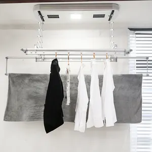 Smart home benutzerdefinierte automatische heißer luft decke wand montiert wäsche trockner rack kleidung klapp kleiderbügel maschine faltbare tuch trocken