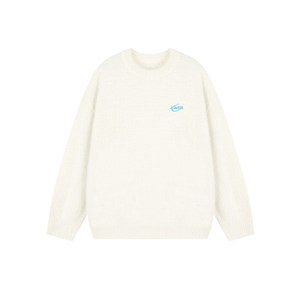 Pull en maille unisexe surdimensionné en fausse fourrure mohair avec logo brodé personnalisé, col rond, moelleux et duveteux - Product Image 2