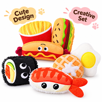 Set Mainan Kucing Plush Bertema Makanan dengan Catnip, Mainan Kunyah Interaktif untuk Kucing Indoor, untuk Bermain Sendiri dan Mengatasi Kebosanan