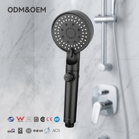 Pommeau de Douche Portable ABS Plaqué, Pressurisé, Effet Pluie, pour Hôtel et Maison, Facile à Installer, 5 Modes Réglables, Triple Sortie