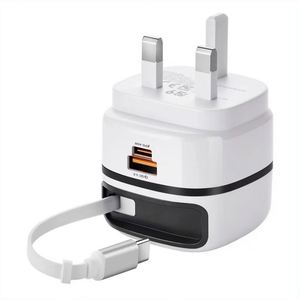 เครื่องชาร์จโทรศัพท์มือถือแบบชาร์จเร็ว 65W ปลั๊ก EU UK สายคู่ในตัว ใช้ได้กับไอโฟน แอนดรอยด์ - Product Image 6