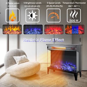 Chimenea Eléctrica de Tres Lados de 24 Pulgadas con Patas, Control Remoto, Diseño Elegante en Vidrio para Uso Doméstico - Product Image 3