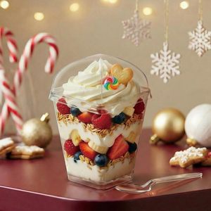 ถ้วย<span class=keywords><strong>ขนม</strong></span>พลาสติกใส PS แบบใช้ซ้ำได้ ขนาด 5 ออนซ์ จำนวน 50 ใบ พร้อมฝาและช้อน เกรดสำหรับอาหาร เหมาะสำหรับงานปาร์ตี้ - Product Image 2