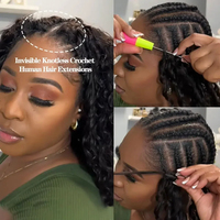 Extensions de cheveux humains brésiliens vierges à ondulations profondes, sans nœuds, pré-séparées, bouclées, à double trame, pour crochet et machine