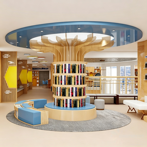 La Biblioteca Chiquitos utilizza vetrine multifunzionali per libri <span class=keywords><strong>con</strong></span> luci sopra le librerie e divani sotto. - Product Image 1