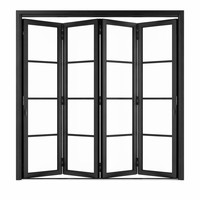 Porte pliante en aluminium à rupture de pont thermique, grille noire moderne, sur mesure, pour cloisonnement intérieur de bureaux commerciaux