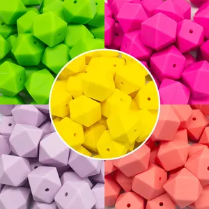<strong>Wholesale</strong> 100pcs Loose <strong>Beads</strong> DIY Jewelry Nursing Necklace Accessories 14mm/17mm Food Grade Hexagon Shaped <strong>Silicone</strong> <strong>Beads</strong> <strong>Beads</strong> - Product Image 2