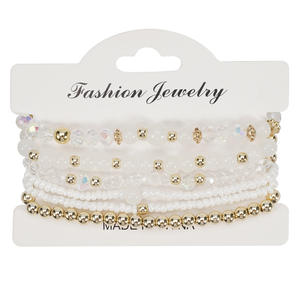 Fashion Jewelry Beaded <b>Bracelet</b> <b>Sets</b> 6Pcs Women's Crystal Rhinestone Stackable Gift Fashion Costume Jewelry Made In China - Product Image 6