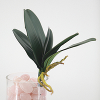 Rangkaian Bunga Phalaenopsis Buatan Lima Tangkai dengan Daun Real Touch untuk Dekorasi Pernikahan, Paskah, dan Hiasan Meja Rumah