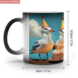 Heat Changing Mug 11oz Frosted Black <b>Ceramic</b> Sublimation Blank <b>Cup</b> For Business Souvenir - Product Image 1