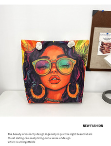 <span class=keywords><strong>Sac</strong></span> de <span class=keywords><strong>plage</strong></span> Cabas imprimé avec poignées en corde, Nouveau 2026, Léger pour Femme, <span class=keywords><strong>Sac</strong></span> à bandoulière artistique, tendance et polyvalent - Product Image 3