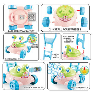 Machine à bulles d'extérieur pour enfants, chariot à bulles en forme de grenouille de dessin animé, jouet à bulles d'été avec musique - Product Image 4