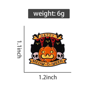 Spilla in metallo smaltato Happy <span class=keywords><strong>Meow</strong></span> O Ween, simpatico gatto nero di Halloween, distintivo da risvolto, gioiello, regalo, all'ingrosso - Product Image 6