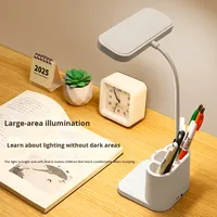 Lampe de lecture LED multifonctionnelle et flexible avec porte-stylo, rechargeable, à commande tactile, protection des yeux, pour chambre et bureau
