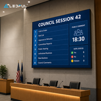 Grand écran LED mural P1.86 pour salle du conseil municipal avec haute fréquence de rafraîchissement et service frontal, installation fixe