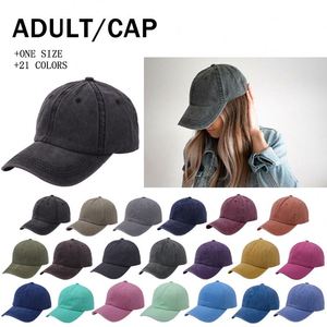 Gorra de béisbol de mezclilla desgastada en 21 colores, gorras lisas personalizadas con efecto blanqueado, gorras sin estructura con acabado stone washed. - Product Image 1