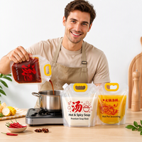 Pochette souple personnalisée avec bec verseur pour l'emballage d'huile de cuisson et de base de fondue, sac à bec verseur liquide de qualité alimentaire résistant aux hautes températures