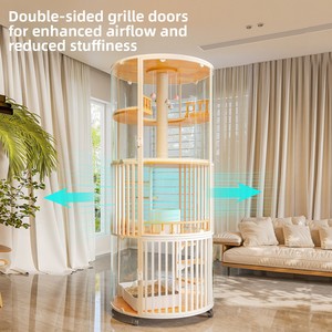 Villa Moderna <span class=keywords><strong>para</strong></span> Gatos de Interior, Mueble de Lujo de Madera Sólida con Gran Espacio, Vidrio Templado y Múltiples Niveles <span class=keywords><strong>para</strong></span> Gatos Grandes, Uso Doméstico - Product Image 4