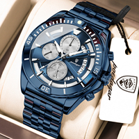 Montre chronographe pour homme Poedagar 695, acier inoxydable, étanche, sport, usage quotidien, décontractée, chronographe lumineux, Montre Homme