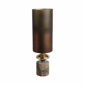 Vaso cilindrico in vetro con base in marmo e metallo per l'arredamento del soggiorno, accessorio moderno da tavolo per la casa - Product Image 3
