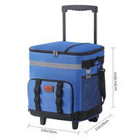 Sac isotherme à roulettes moderne et imperméable de 35 L, chariot de pique-nique isolé avec ouvre-bouteille réutilisable