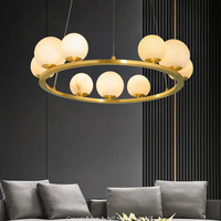 Lampe pendante décorative de luxe en albâtre de style américain Cofeshop Lampe créative artistique